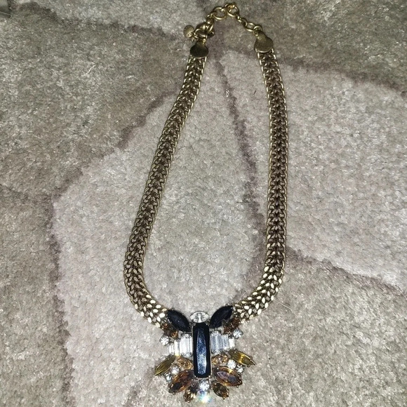 J.Crew Multi Gemstone Crystals Chunky Chain Necklace - Picture 2 of 4